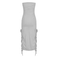 thumbnail image 6 of cfhntfmh Womens Tube Dress Sleeveless Strapless Summer Elegant Mini Dress Ruffle Trim Tassels Party Club Slim Dress, 6 of 7