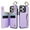 Purple, variant on Feishell for iPhone 12 / 12 Pro Zipper Wallet Case, Premium Lychee Texture PU Leather Double Magnetic Clasp Flip Kickstand Credit Card Slots Shockproof Portable Metal Ring Hook Phone Case, Black