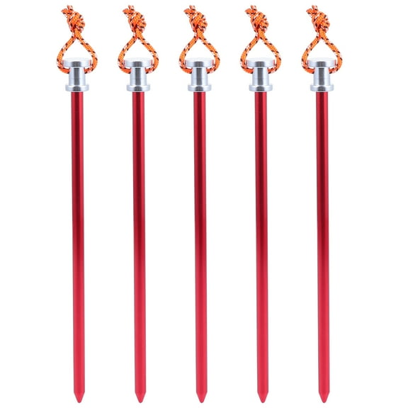 FRCOLOR 5 Pcs Tent Pegs Outdoor Rug Stakes Anchors Red