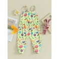 thumbnail image 2 of Biezeib Toddler Girls Easter Romper, Flower/Rabbit Carrot Print Sleeveless Long Pants Jumpsuit, 2 of 8