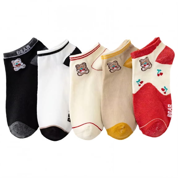 TELOLY Women'S Socks,Lace Ruffled Edge Short Socks for Women,Invisible Antibacterial Womens Low Cut Socks,Contrasting Colors1