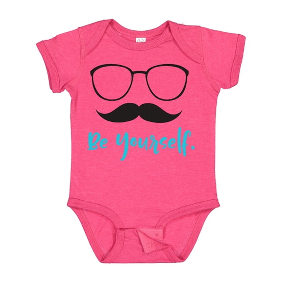 Inktastic Be Yourself, Glasses, Mustache - Black Blue Boys or Girls Baby Bodysuit