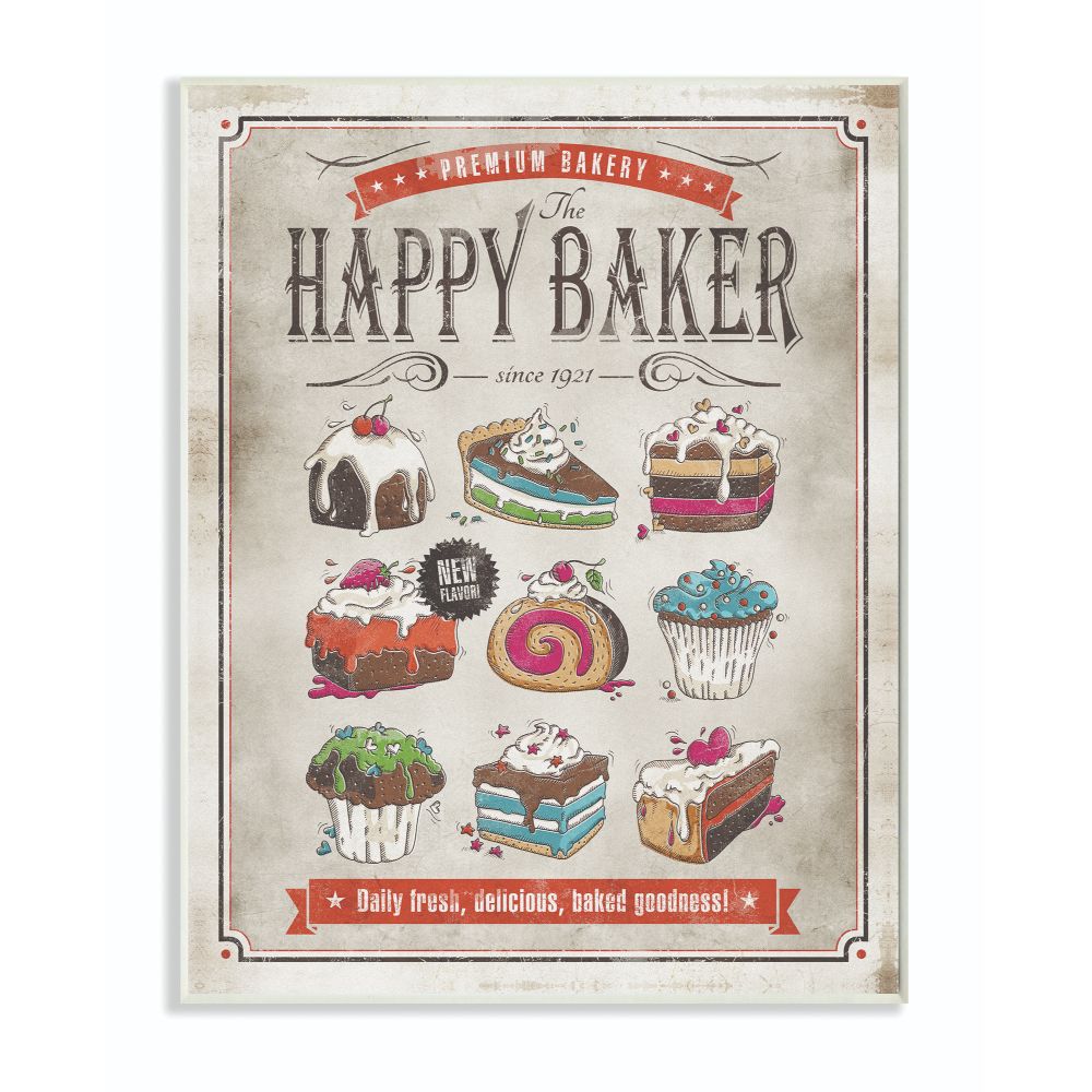 Stupell Industries Happy Baker Vintage Comic Book Design Wall Plaque by Ester Kay