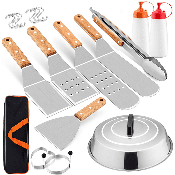 HaSteeL Griddle Accessories Set of 12, Professional Stainless Steel