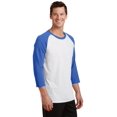 thumbnail image 4 of Port & Company Core Blend 3/4 Sleeve Raglan Tee-S (White/ Royal), 4 of 6