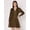 Brown, variant on HERE&NOW Women's Solid Drop Shoulder Dress Plicated Detail Long Sleeves Satin Chic Summer Party Wear Dress