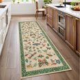 thumbnail image 2 of FairOnly 2.5'x10'Modern Machine Washable Runner Rug- Grass And Warblers Non Slip Stain Resistant Foldable Rugs for Bedroom Dining Room Kitchen,Khaki Green, 2 of 7