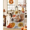 thumbnail image 2 of Fall Squirrel Pumpkin Sunflower Leaves Linen Texture Flannel Blanket for Bed,Travel and Camping, Super Soft Cozy Blanket for All Seasons 32"x48", 2 of 6