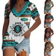 thumbnail image 3 of Modèle de Style Ethnique Occidental Imprimé V Cou T-Shirt Style Occidental Manches Courtes pour Femmes, 3 of 6