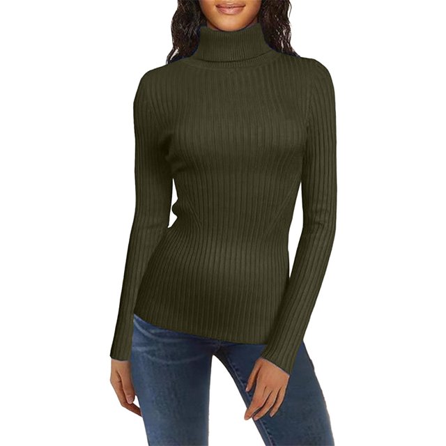 Chandail à Col Roulé pour Femme Chandail Tricoté pour Femme à Manches Longues Court Chandail Ajusté en Tricot Chandail d'Hiver, Chandail à Col Roulé pour Femme m