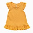 thumbnail image 3 of Sgkm Baby Kids Girl T Shirts with Fly Sleeve Ruffle Solid Color Cotton Top Round Neck Summer Clothes Breathable Yellow 3-4 Years, 3 of 6