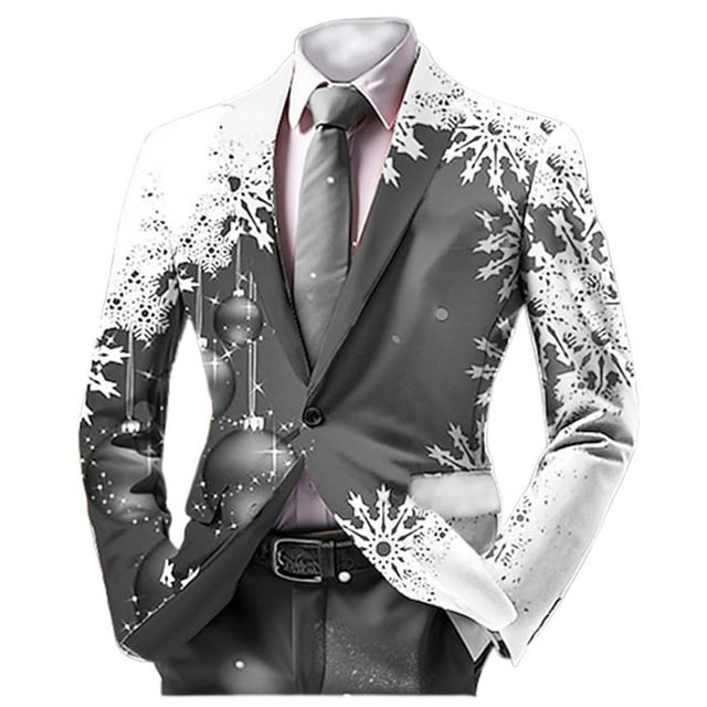 Kcodviy Boho for Mens Breasted Men Tuxedo Two Button Retro Ethnic Young Mens Suits Slim Fit Style Suits Open Front Suits for Men Business Casual Jacket
