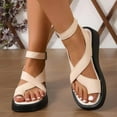 thumbnail image 3 of Platform Strappy Flip Flop Sandals for Women 2025 Summer Fashion Casual Leather Cross-Band Dress Sandals, 3 of 9