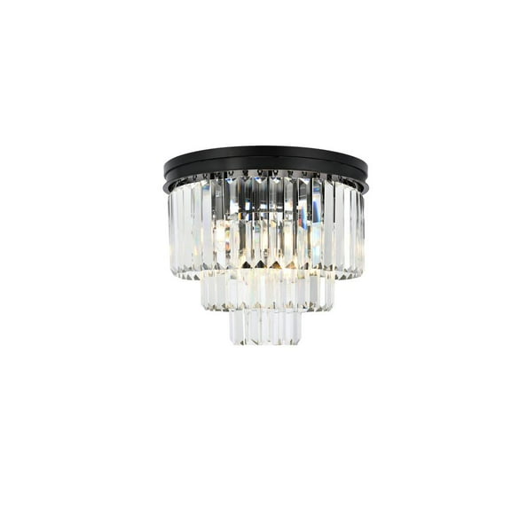 Sydney 9 light Matte Black Flush Mount Clear Royal Cut Crystal