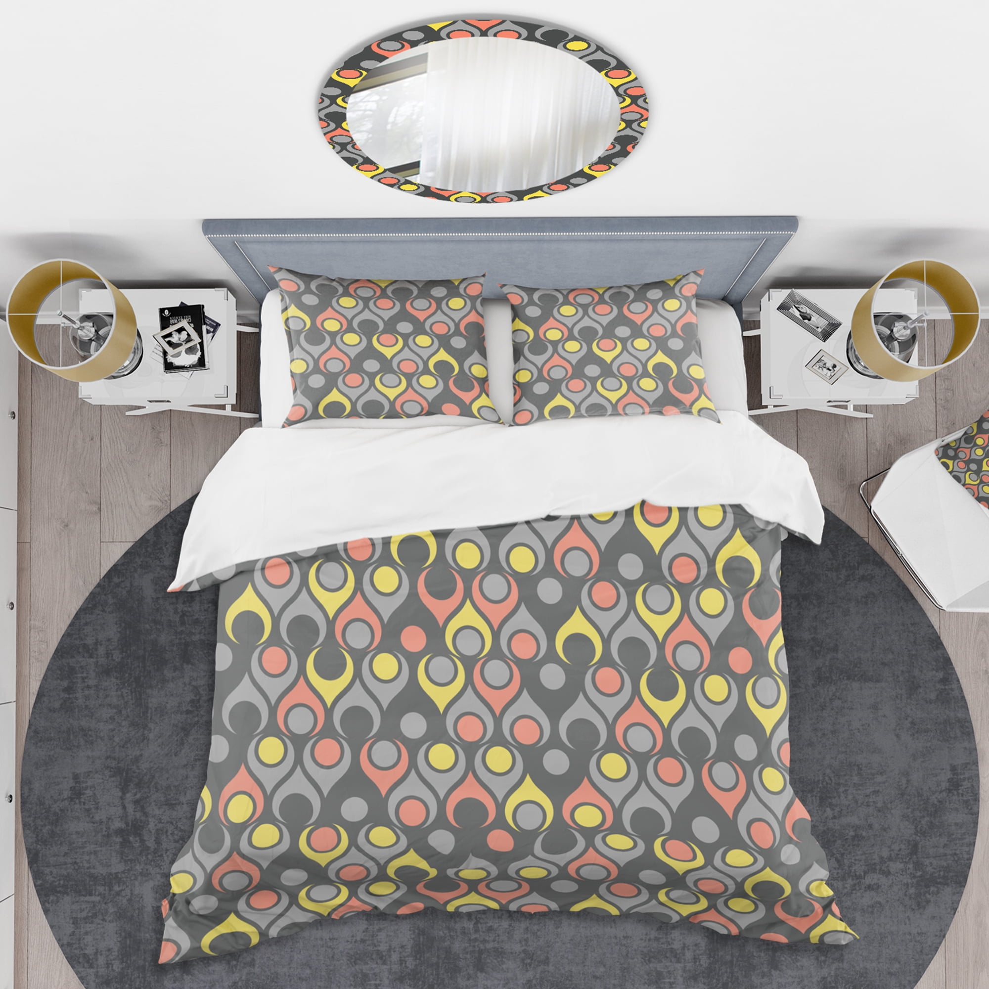 Designart 'Retro Abstract Drops I' Mid-Century Modern Duvet Cover Set