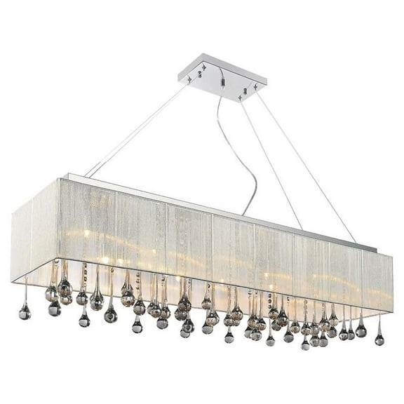 CWI Lighting Water Drop 14 Light Drum Shade Metal Chandelier in Chrome