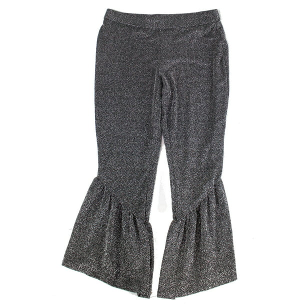 INC Pants - Womens Pants Black Flare Leg Crop Shimmer Knit Stretch 14 ...
