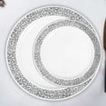 thumbnail image 2 of Efavormart 10 Pack - 6" White Round Disposable Plastic Salad Dessert Plates With Silver Lace Design Rim for Weddings, Birthdays, Parties, Gathering, Graduation Ceremonies, Special Events, 2 of 9