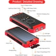 thumbnail image 2 of 2PK Power Bank Wireless Charger 46800mAh Built in 4 Cables Six Outputs 15W Fast Charging Power Bank for All Mobile Devices Three Inputs Solar Portable Charger with Dual Flashlights, Carabiner(Red), 2 of 7