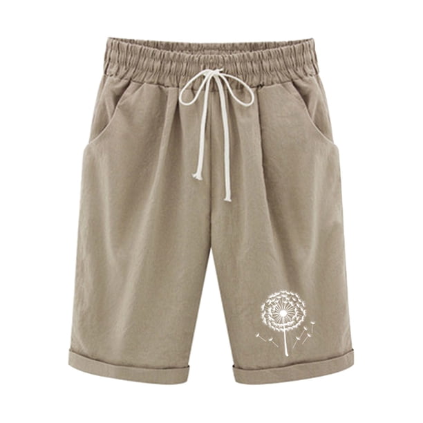 Mujeres Pantalones Cortos Casual, Cintura Elástica Día de la Independencia de la Impresión Pantalones Cortos con Cordón con Bolsillos para Verano Primavera de Uso Diario, Pantalones Cortos de Verano P