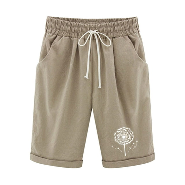 Mujeres Pantalones Cortos Casual, Cintura Elástica Día de la Independencia de la Impresión Pantalones Cortos con Cordón con Bolsillos para Verano Primavera de Uso Diario, Pantalones Cortos de Verano P