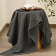 thumbnail image 7 of PHF 100% Cotton Waffle Weave Blanket, Lightweight Twin Washed Blanket for Bed Sofa Home Decor, Charcoal Grey, 66"x90", 7 of 7