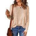thumbnail image 1 of Innerwin Sweater Solid Color Ladies Jumper Tops Chic Long Sleeve Casual Knitted Sweaters Apricot S, 1 of 3