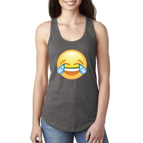 MmF - Women's Racerback Tank Top, up to Women Size 2XL - Emoji Laughing Tears