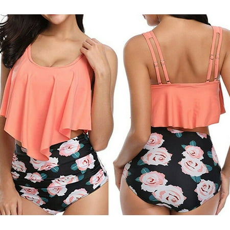Swimsuits For Women Bra Size Womens Push Up Padded Bra Bikini Set High Waisted Swimsuit Bathing Suit Swimwear Pink Size M ()