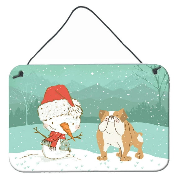 Carolines Treasures CK2053DS812 English Bulldog Snowman Christmas Wall or Door Hanging Prints 8x12 multicolor