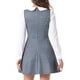 thumbnail image 3 of Vestido mini A-line de manga larga con cuello Peter Pan de cuadros para mujer Inspire Chic S azul, 3 of 6