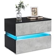 thumbnail image 4 of "Hommpa Modern High Gloss LED Nightstand Bedside Table with 2 Drawers, 20 LED Light Mode System W/ Remote Lime Grey", 4 of 8