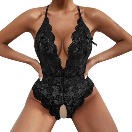 

XINSHIDE Women V Neck Sexy Lingerie Lace Backless Lanyard Underwear Conjoined Tight Lace Underwear Women Lingerie Sexy