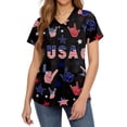 thumbnail image 2 of 250th Anniversary USA Scrub Tops for Women Plus Size Loose Short Sleeve USA Flag Print Scrubs V Neck 4th of July Patriotic Scrub Shirts Medical Nurse Uniform Nursing Workwear with Pockets Navy 4XL, 2 of 4