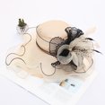 thumbnail image 2 of Yoyauz Women Sun Hat with Mesh Flower Decoration Wide Brim Hat Occasion Event Organza Fancy Church Dress Hat, 2 of 5