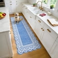 thumbnail image 5 of Garvee 2'x6' Scalloped Runner Rug Modern Lace Edge Carpet, Washable Solid Rug Non-Slip Low Pile Indoor Mats for Hallway Bedroom Kitchen, Blue, 5 of 9