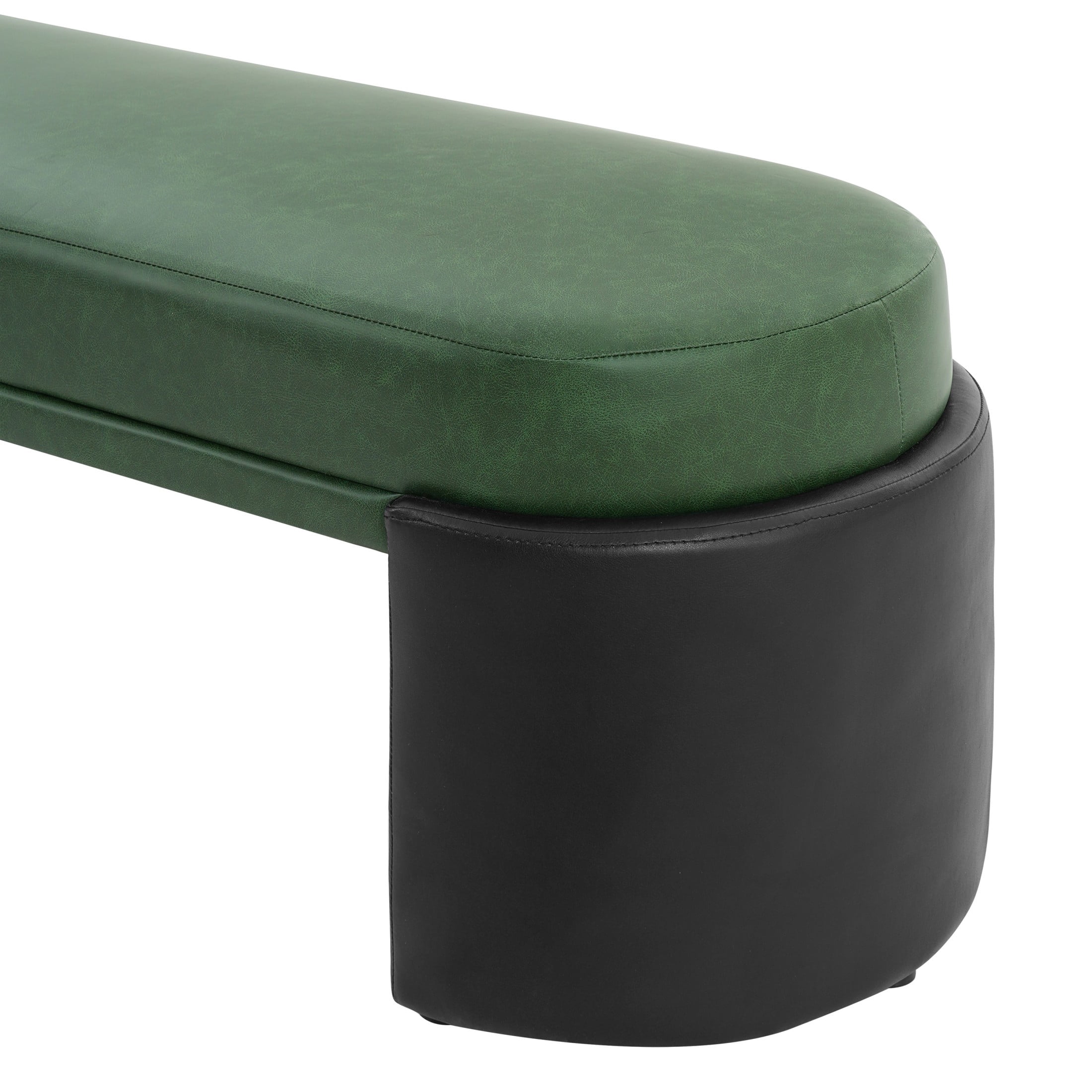 Christopher Knight Home 48" Modern PU Leather Upholstered Ottoman Bench with Legs, Green+Black