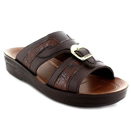 Image of AEROSOFT - Classico Dual Strap Comfortable Slide Sandals For Men With Metal Buckle