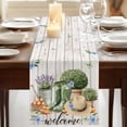thumbnail image 3 of Green Lavender 60 Inch Table Runner, Potted Plant Butterfly Flowers Boots Farmhouse Dresser Scarf Cotton & Linen Tablerunner for Dining/Kitchen Island/Holiday Party Décor 13" x 60", 3 of 9