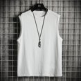thumbnail image 2 of Sudadera deportiva de verano para hombre con barra transversal, camiseta sin mangas con hombros descubiertos y color sólido, camiseta de manga corta, 2 of 4