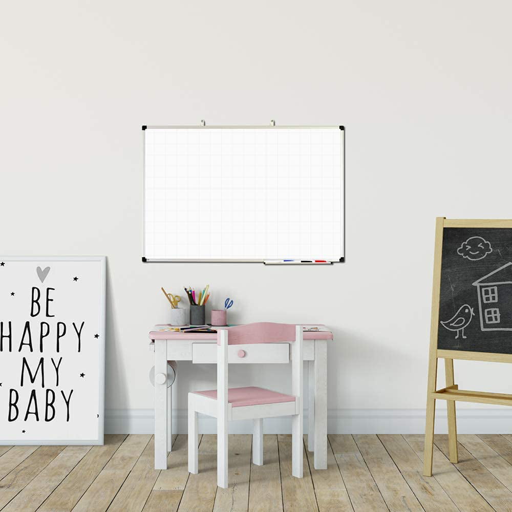 X Board Dry Erase Calendar Whiteboard 48 X 36 Combo White Board Calendar  Monthly, Magnetic White Board Corkboard with Black Aluminum Frame, 10  Colorful Push PinsMarker Tray Included Wall Mounted