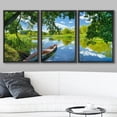thumbnail image 2 of wall26 Framed Canvas Print Wall Art Set Boat on Lake in Spring-Summer Landscape Nature Wilderness Photography Realism Rustic Scenic Colorful for Living Room, Bedroom, Office - 16"x24"x3 Bla, 2 of 5