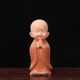thumbnail image 7 of Yaoyar Cute Monk Statue Miniature Buddha Figurine Wise Figure Baby Little Monk Sculpture Collectibles Crafts Arts Zen Ornaments Wall Shelf Desktop Garden Home Office Car Decoration Gift, 7 of 7