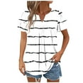 thumbnail image 1 of XMMSWDLA Chemises Décontractées d'Été pour Femmes Manches Courtes Tunique Rayée - T-Shirt Col Rond Blanc, 1 of 7