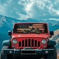thumbnail image 3 of Uorisanigo Front Windshield Sunshade Fit for Jeep Wrangler, Gladiator, Renegade, Foldable Window Shade Sun Visor Protectoin Blocks UV Rays Keep Vehicle Cooler(American Flag Mountain), 3 of 7