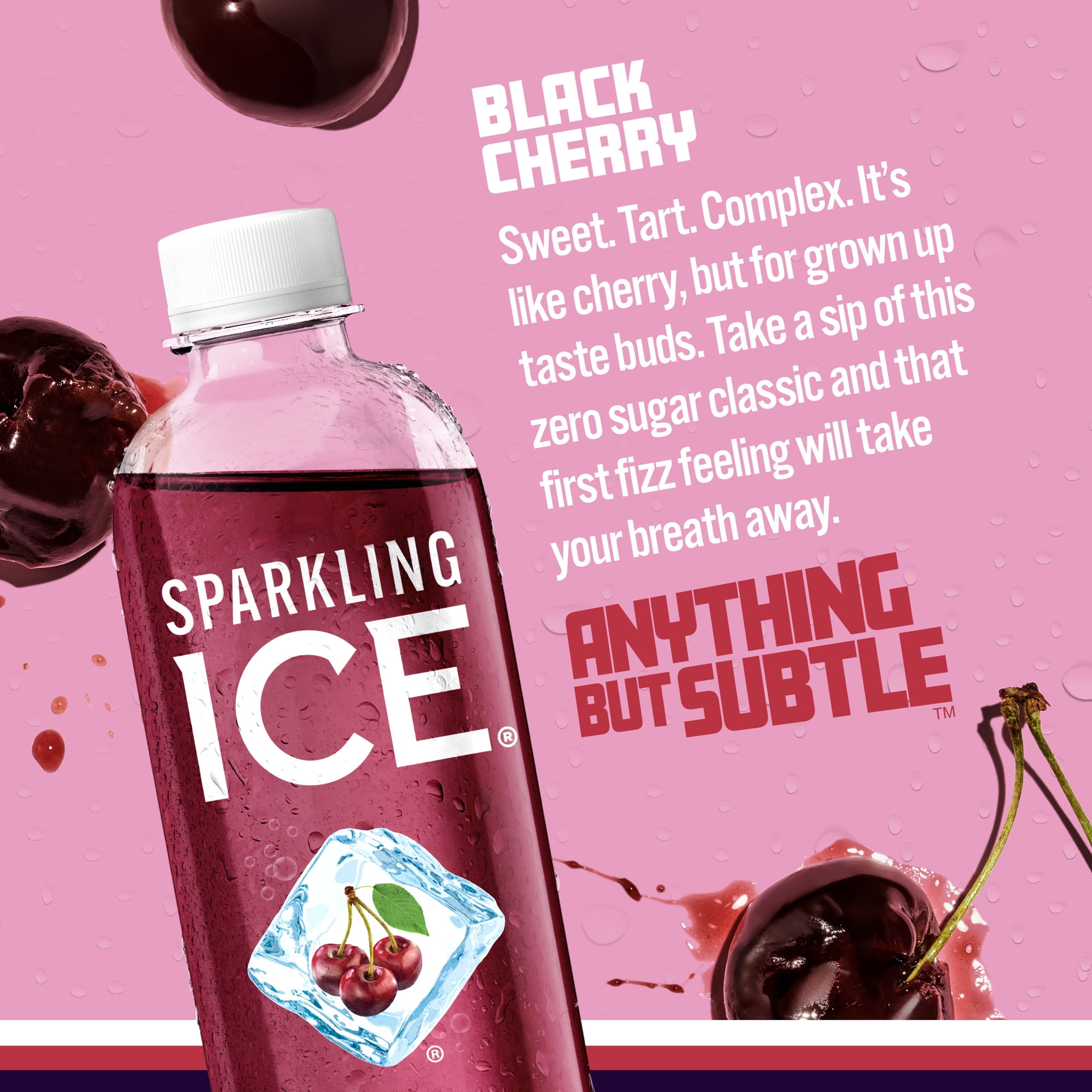 Sparkling Ice, Black Cherry Sparkling Water, 17 fl oz Bottles (Pack of 12)