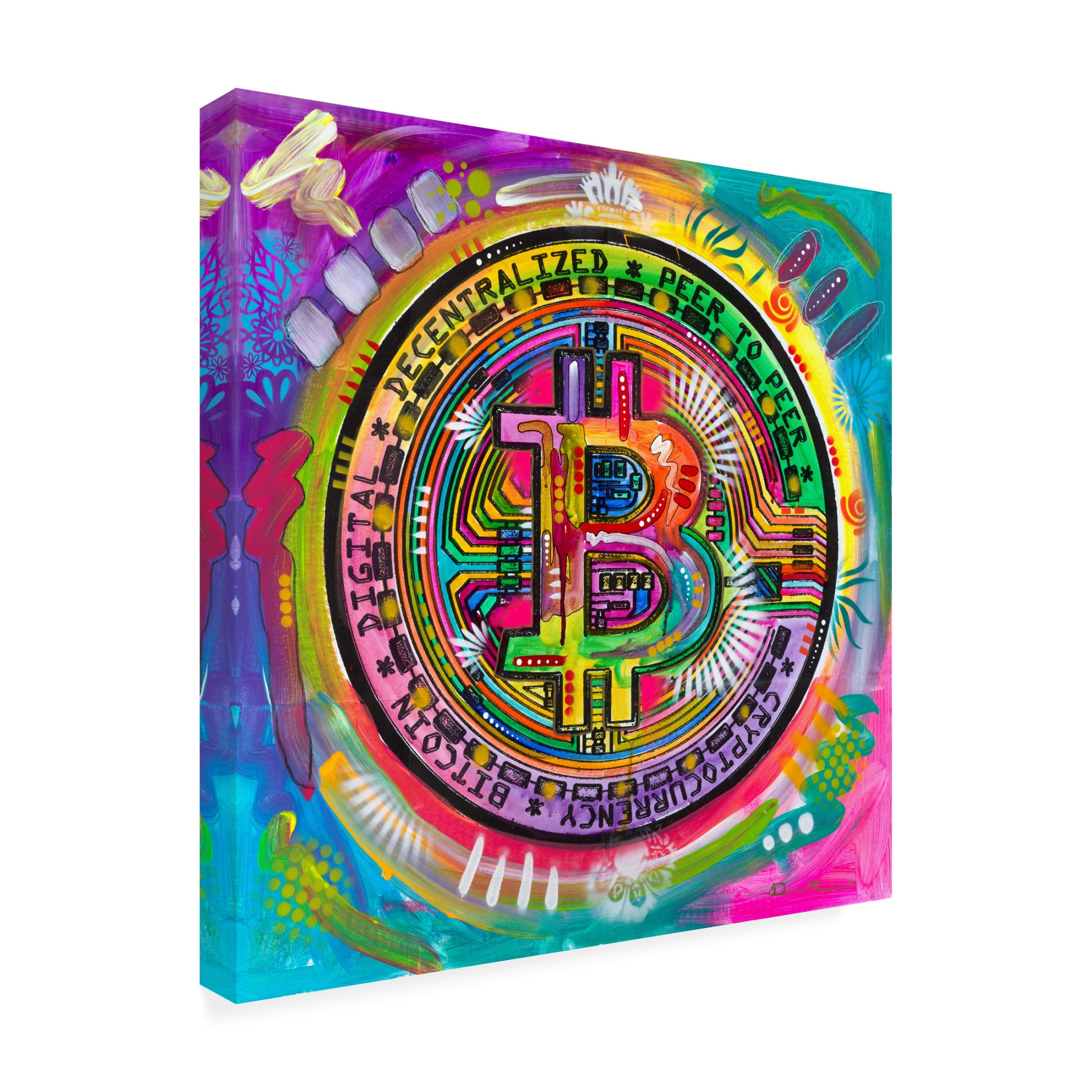 Canvas Wall Art - Dean Russo 'Bitcoin' Wall Art for Living Room, Bedroom, or Office Décor by Trademark Fine Art - 18 x 18 Inches