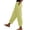 Yellow, variant on Women's Cotton Linen Nine Point Pants Elastic Waist Straight Leg with Pockets