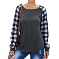thumbnail image 2 of ZXSXSY Christmas Tops for Women Plaid Blouses Long Sleeve Crew Neck Casual T-shirt, 2 of 5