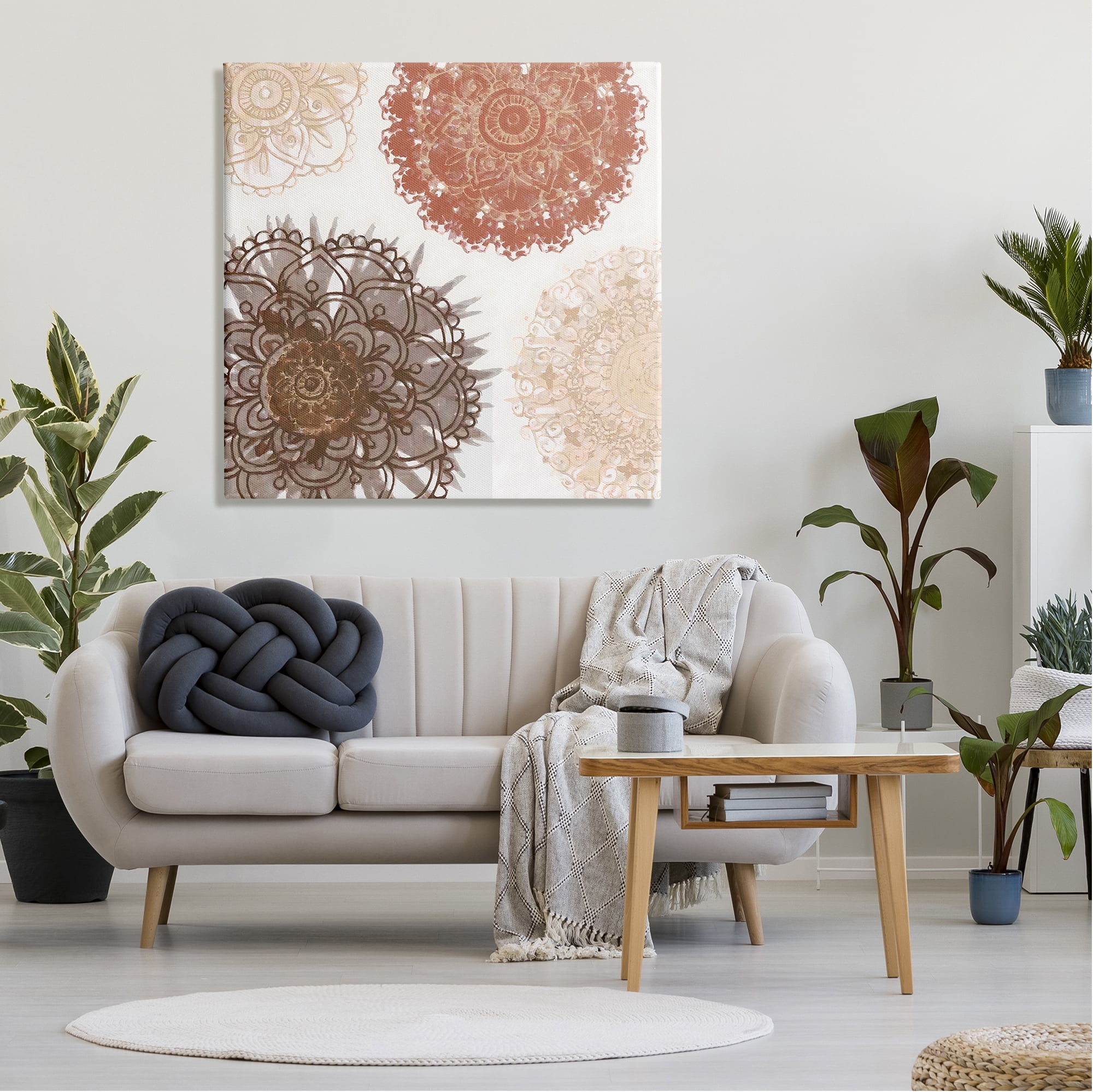 Stupell Boho Mandala Earthy Florals Abstract Painting Gallery Wrapped Canvas Print Wall Art